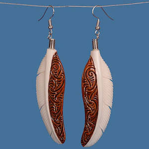 Bone Feather Earrings Brown BE021
