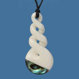 Bone And Paua Jewellery: Bone Triple Twist Pendant