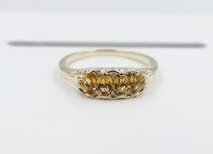 Gold Ladies Rings: 9ct Gold Citrine & Diamond ring SYR7987C