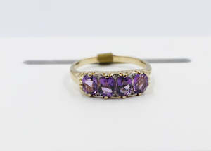 Gold Ladies Rings: 9ct Gold Amethyst & Diamond ring SYR7993