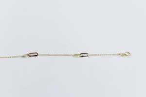 9ct Gold Trace link with paper clip pendents bracelet HHY454/41