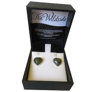 Sterling Silver & NZ Greenstone Heart Studs XP139