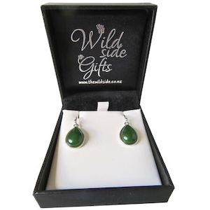 Stg Silver Earrings: Stg Silver New Zealand Greenstone Teardrop Drop Earrings XP131