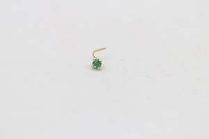 Gold Nose Studs: 9ct  Gold Genuine Emerald Nose Stud