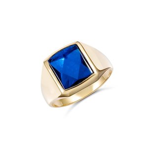 Gold Mens Ring: 9ct Gold Mens Ring with Syn Blue Spinal  901-3C