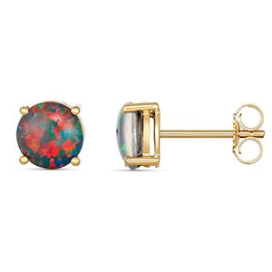 Gold Pendents: 9ct Gold Baylor Round 7mm Triplet Opal Earrings