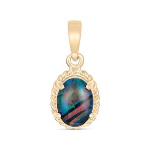 Gold Pendents: 9ct Gold Mia Oval Twisted 8x6mm Triplet Opal Pendant