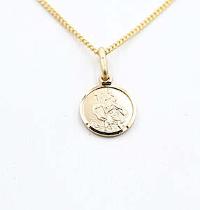 9ct Solid Saint Christopher Pendent 10mm