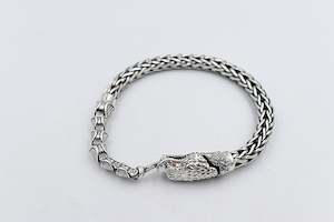Stg Silver Heavy bracelet with Snake Clasp