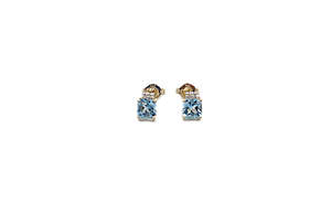 Gold Earrings: 9ct Gold Genuine Blue Topaz & Diamond Stud Earrings E3000-BTDC