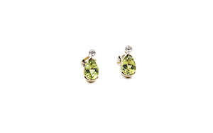 9ct Gold Genuine Peridot & Diamond Stud Earrings E2000-PDDC
