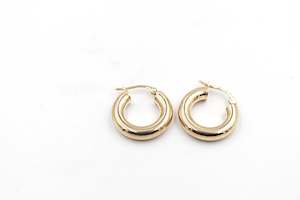 Gold Earrings: 9ct Gold 4mm tube 10mm Hoops 100BC04899