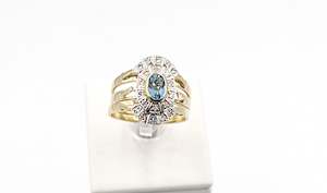 9ct Gold Trio Set with Blue Topaz and Diamond SYR1740