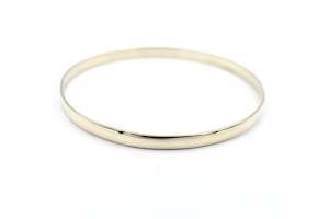 Gold Bracelets: 9ct Yellow Gold Solid Bangle 65mm ALX076