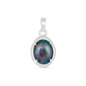 Stg Silver Pendents: Stg Silver  Marcelle Oval 11x9mm Triplet Opal Pendant