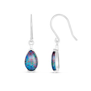 Stg Silver Adelaide 10x6mm Pear Triplet Opal Hook Earring