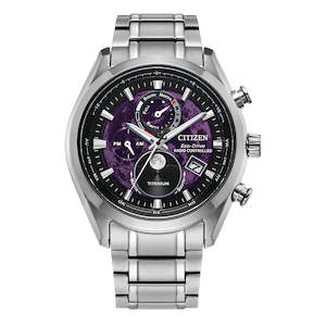 Citizen Watches: Citizen Tsuki-yomi Super Titanium Purple Dial Moonphase BY1010-81Z