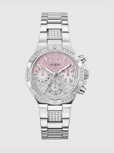 GUESS Silver harlow pink dial bracelet watch GW0950L1
