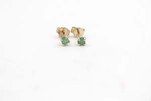 Gold Earrings: 9ct Gold Genuine Emerald Studs