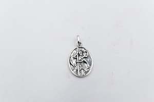 Stg Silver Pendents: Solid Stg silver Oval Saint Christopher Pendent SD1085