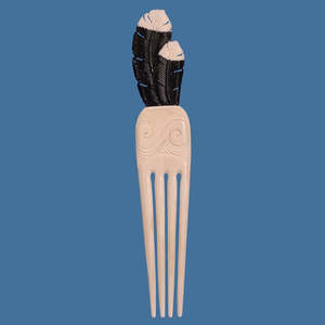 Bone And Paua Jewellery: Black Huia Feather Heru