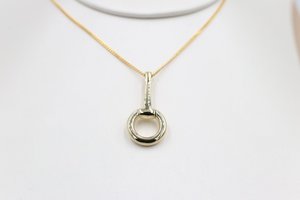 Gold Pendents: 9ct Gold Set Half Bit Pendent
