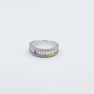 Stg Silver Rings: Stg Silver Multi Color CZ ring IRA205