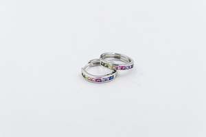 Stg Silver Earrings: Stg Silver Multi Color CZ Earrings Huggies IRA208