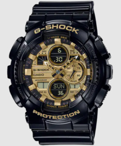 G Shock Watches: G-Shock Black/Gold Analog-Digital Watch - GA-140GB-1A1
