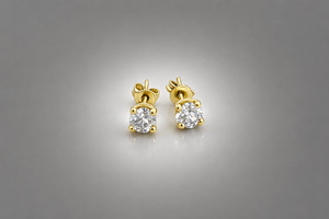 Gold Earrings: 18ct Gold Lab Diamond Set Solitaire Earrings TDW 0.88 SYE2222
