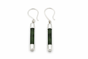 Greenstone Carving Collection: Stg Silver Set Pounamu Fob Earrings