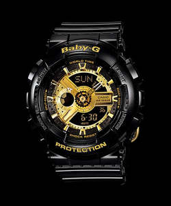 Baby G Watches: Baby-G Women's Casio Black with Black/Gold Dial Watch - BA-110-1A