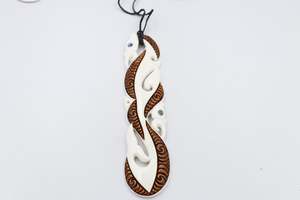 Bone Double Manaia Stained Pendant XL BPXL019