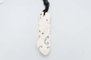 Bone And Paua Jewellery: Bone Manaia Pendant XL BPXL017