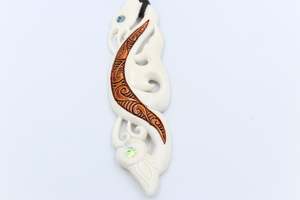 Bone And Paua Jewellery: XL Bone Manaia Pendant BPXL007