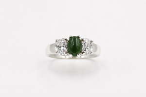Stg Silver Greenstone set Ring ALX485