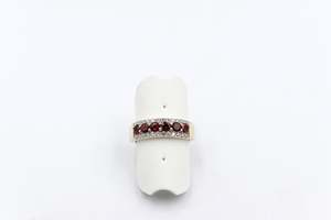 Gold Ladies Rings: 9ct Gold Garnet & Diamond ring SJAURG1070