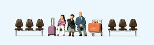 Products: Preiser 10661 Waiting Travellers with Trolley & 3 Rows of Seats
