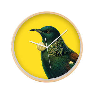 Bright Birds: Bright Tui Wooden Frame Clock