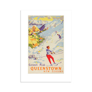 Small Prints: Coronet Peak Queenstown Tourist Print