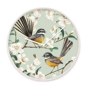 Chatty Fantails Wooden Frame Clock