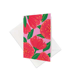 Bright Botanical Pink Pohutukawa Gift Card & Envelope (6 Pack)