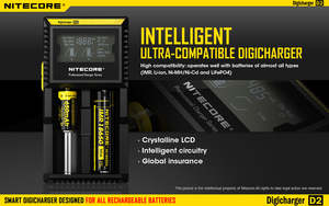 Nitecore D2 Digicharger 2 Bay LCD Battery Charger Cell-Supply NZ