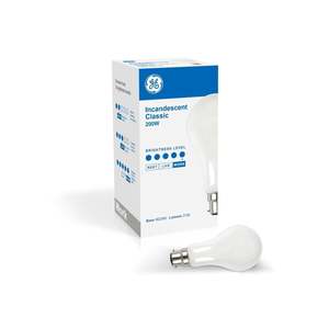 Light Bulb: Incandescent Classic Light Bulb - B22 A60 200W Frosted Dimmable