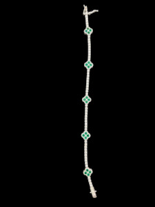 Bracelets: Clover Bracelet 3mm White Moissanite & Lab Emerald 18cm