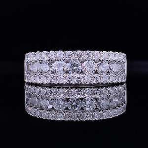 Moissanite Triple Row Band