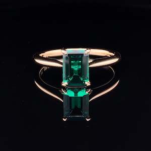 Custom Bespoke Archive: Emerald Cut Emerald Solitaire 2023