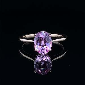 Coloured Gem Rings: Oval Pink Sapphire Solitaire