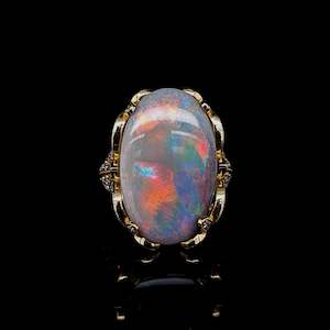 Coloured Gem Rings: One of a Kind Black Opal Ring