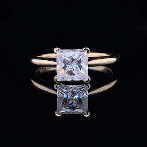 Diamond Rings: 1ct Princess Cut Lab Diamond Solitaire